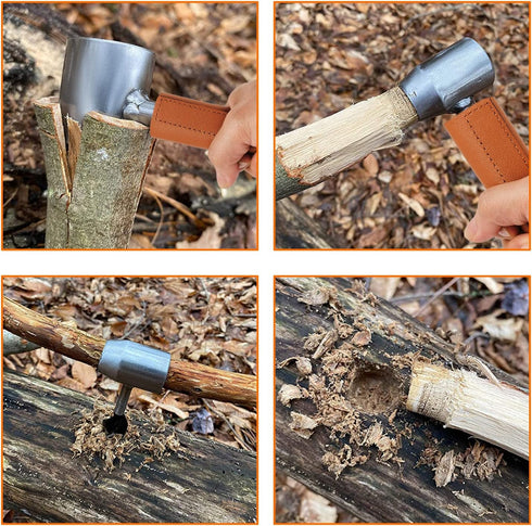 Hand Auger Wrench Survival Tools - Scotch Eye Wood Drill Bit for Camping, Portable Tripod with Adjustable Chain