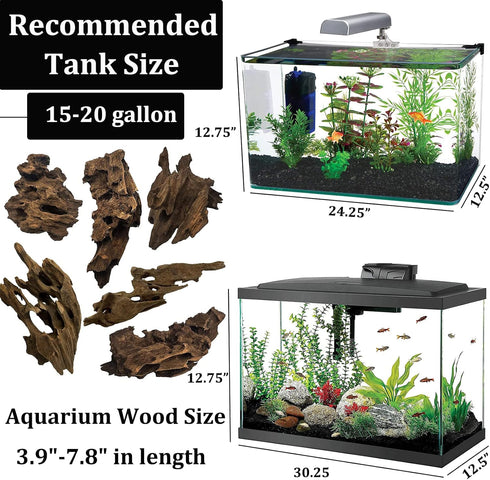 PINVNBY Large Natural Driftwood for Aquarium Decor, 6 PCS Assorted Sinkable Reptile Wood Branches