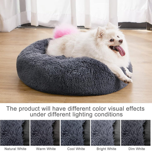 MIXJOY Orthopedic Dog Bed, Comfortable Donut Cuddler Round Bed, Ultra Soft Washable for Dogs & Cats, 30'', Grey-Blue