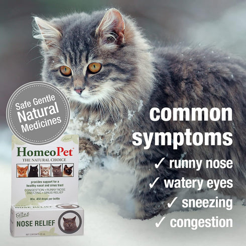 HomeoPet Feline Nose Relief, Natural Nasal and Sinus Medicine for Cats, 15 Milliliters
