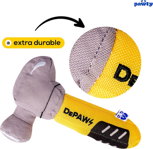 Hammer Hammer PAWTY Dog Toy - Interactive Plush Squeaky Toy with Squeaker - Funny Parody Tool Kit Enrichment Toy