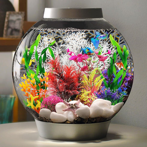 Aquarium Decorations Plants with Resin Coral, 12 pcs Small Plastic Fish Tank Accessories, Artificial Plant Decor