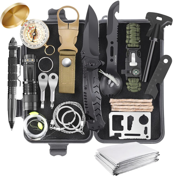 Gifts for Men, Dad, Husband, Teenage Boy - 28 in 1 Survival Kit, Emergency Tactical Equipment Supplies
