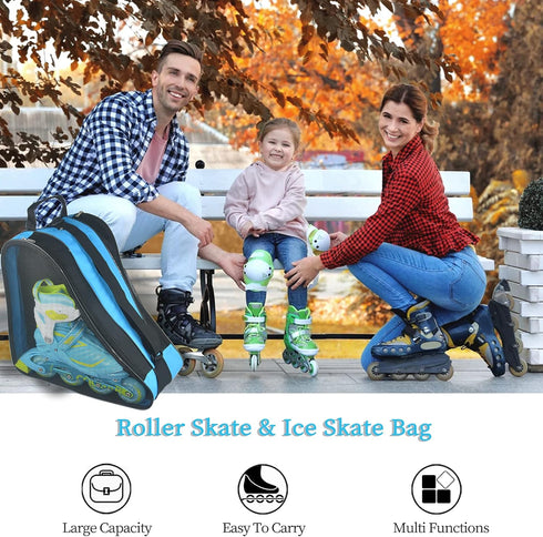 Roller Skate Bag with Adjustable Shoulder Strap, Large Capacity for Quad, Inline, Ice & Roller Skates