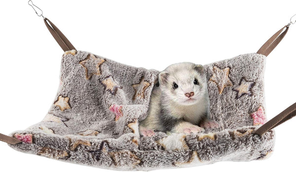 Niteangel Hanging Hammock Nap Sack - Swing Bag Pet Sleeper for Ferret, Rat, Sugar Glider (Cream, Star)