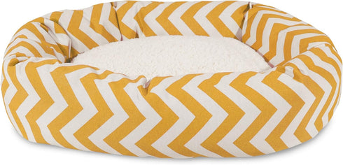 40 Inch Yellow Chevron Sherpa Bagel Dog Bed