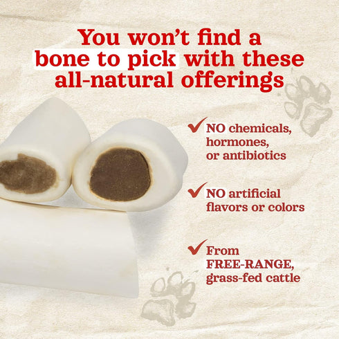 (3-4 Inch, 6 Count), Natural Farm Peanut Butter Filled Bones Limited Ingredient, Natural Stuffed Dental Dog Bone Treats