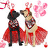 6 Pcs Valentine's Day Dog Costume Set, Including 2 Pcs Red Heart Headband, 2 Pcs Buffalo Plaid Bandana