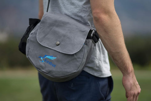 Kestrel Black Disc Golf Bag, Fits 6-10 Golf Discs + Bottle, Durable Canvas, Small Sling/Shoulder Bag