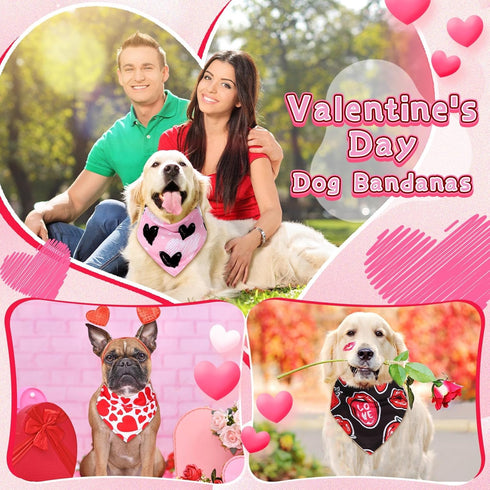 72 Packs Reginary Valentines Day Dog Bandanas Heart Adjustable Pet Bandanas Triangle Scarf Dog Bibs for Pet Costume