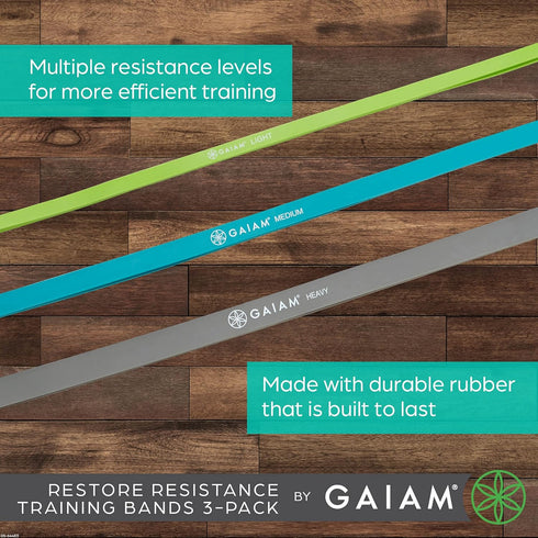 Gaiam Restore Resistance Training Workout Pull Up Bands - 3 Pack, Extra-Strong Durable Exercise Loop Cords