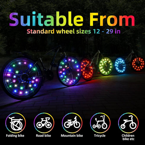 LED Bike Wheel Lights - 2-Tire Pack with Batteries Included, Bicycle Lights for Kids and Adults