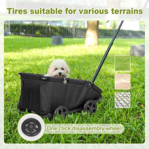AESRAOU Mini Dog Strollers for Mini Pets, Foldable Multifunctional Shopping Carts with Extendable Pull Handle, Doggie