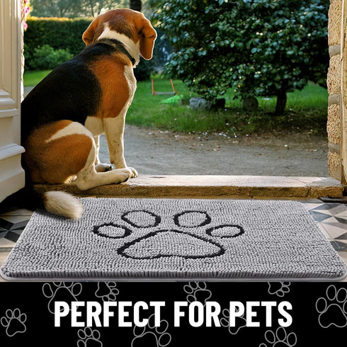 smiry Dog Door Mat for Muddy Paws, Absorbent Non-Slip Washable Quick Dry Chenille Mud Mat for Indoor Entry (30x20