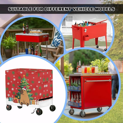 80-100 Christmas Patio Cooler Cover for Outdoor Bar Cart Anti Slip Durable Ice Chest Covers for Outdoor Quart