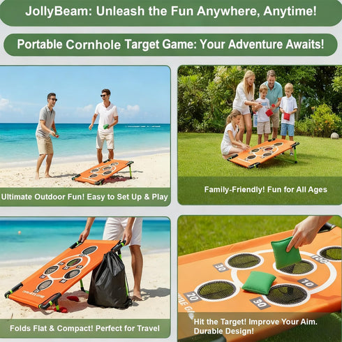 JOLLYBEAM 2026 8 Bags|3x2 Games|15+ Upgraded Arcade Style Cornhole Board with Bean FT Regulation Corn Hole Multi-Games|