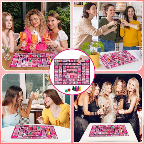 21+, 2-8 Fofeadm Drinking Games for Adult, Girls Night Rubber Mat Drinking Board Games, Funny Party Interactive