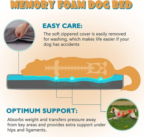 Dog Bed for Medium Dogs, Washable with Removable Cover, Cooling Gel Memory Foam, Orthopedic Crate Bed, 29 Inch