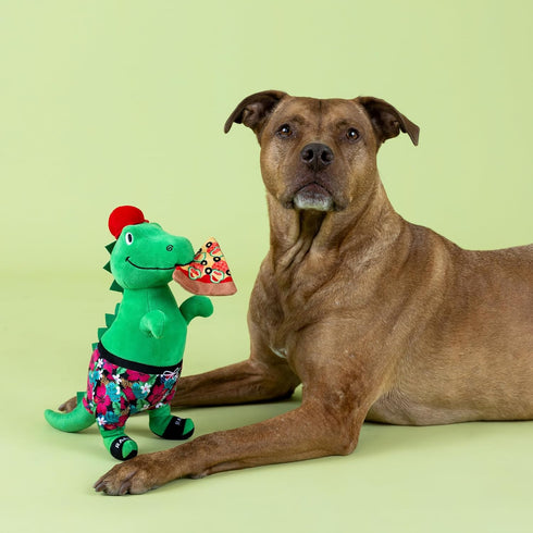 (314431) Fringe Studio Pizzasaurus REX Plush Dog Toy, Pet Shop Collection