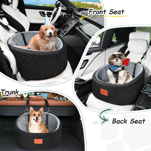 30 Lbs,Ultra Ride,2 Lealchum Dog Car Seat for Small Dogs Up to Soft Fabric Fill in Comfy Memory Foam,Happy Pet Safety