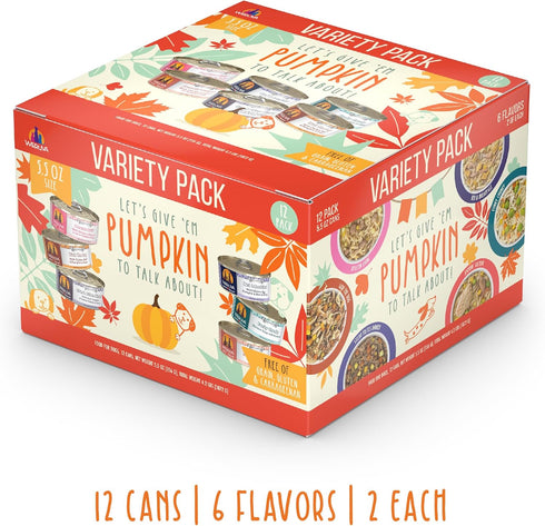 Weruva Classic Dog Food Variety Pack, Let's Give Em' Pumpkin to Talk About, 5.5 oz Can (Pack of 12)