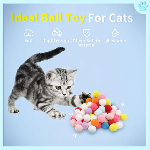 DODHEG 24 Pcs Colorful Pet Balls, Soft Plush Balls, Cat's Favorite Toy Ball, Interactive Cat Toy.