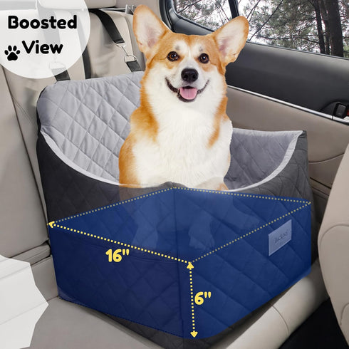 35 lbs, Dog Car Seat for Small/Medium Dogs up to Memory Foam Booster Seat with Washable Cover, Storage Pockets & Safety