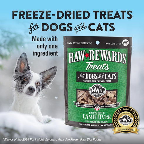 Northwest Naturals Raw Rewards Freeze-Dried Lamb Liver Treats for Dogs and Cats, 3 Oz