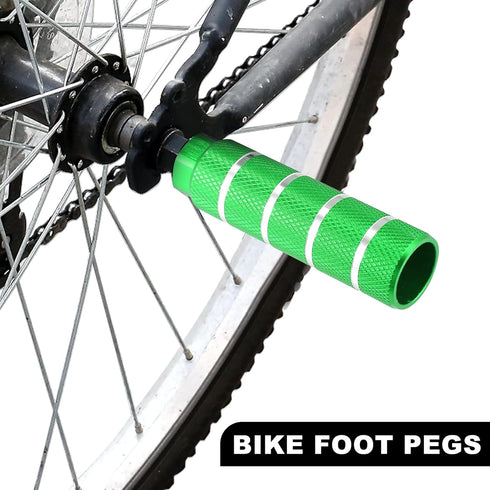 X AUTOHAUX 4pcs Aluminum Alloy Rear Foot Pegs, Universal Green Footrests for BMX MTB Bike Fit 3/8 Inch Axles