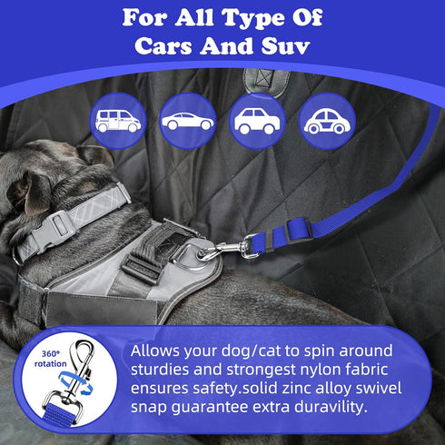 BWOGUE 2 Packs Dog Cat Safety Seat Belt Strap - Adjustable Nylon Fabric Restraints for Vehicle