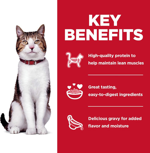 7+ Pack, 2.8 oz. 12-Pack Hill's Science Diet Adult Wet Cat Food Variety Chicken & Tuna, Pouches