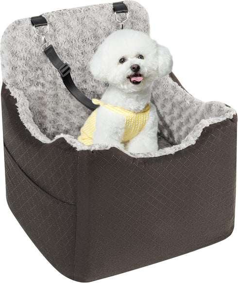 Rosynee 6.7inch 2 Dog Car Seat for Small Medium Dogs - Elevated Dog Booster Car Seats wih Soft Rose Velvet, Washable