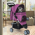 3Wheels BestPet Pet Dog Stroller for Folding Lightweight Cat Travel Stroller with Cup Holder,Purple