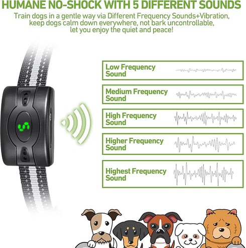 2 Pack Rechargeable Dog Bark Collar, Anti Barking Collar with 5 Sensitivity, Waterproof Smart Training Collar for Large