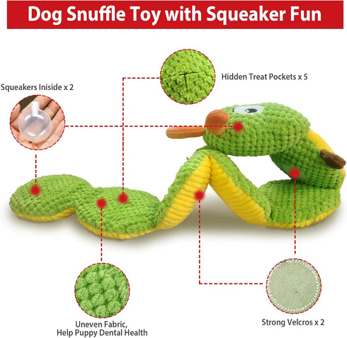 Gigwi Interactive Dog Puzzle Toys, Snuffle Toy Treat Dispensing IQ Training, Cute Caterpillar Design