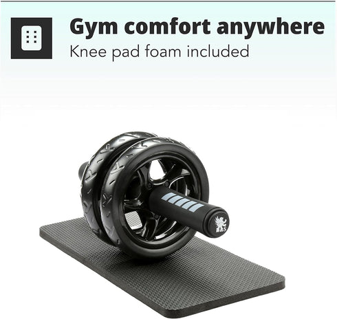H&S Ab Roller Wheel for Abs Workout - Abdominal Core Exercise Equipment with Extra Thick Knee Pad Mat