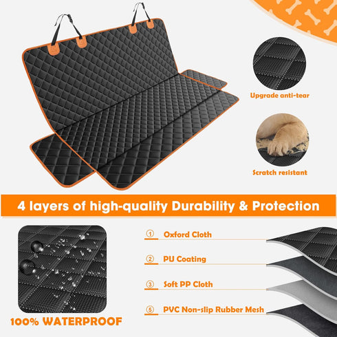 MIXJOY Dog Seat Cover for Back Seat Waterproof Dog Seat Covers for Cars, Car Seat Protector for Dogs, Nonslip Back Seat
