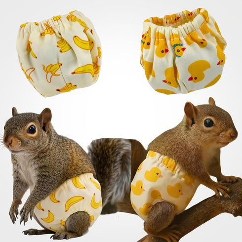 Magnoloran 2PCS Washable Squirrel Diapers - Reusable Small Pet Diapers with Strong Hook and Loop Leak-Proof Urine Wet