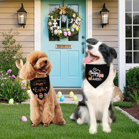 Agroon 2PCS, Blank Dog Bandanas Black Small DIY Solid Cotton Scarf, Durable Triangle Reversible Bibs Handkerchief
