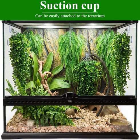 Suncalla 8 Pcs Reptile Plants for Terrarium Assorted Hanging Fake Artificial Vines with Suction Cups Climbing Foliage