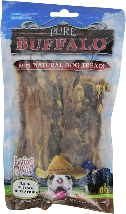 Loving Pet 3.5-Ounce Pure Buffalo Meat Jerky Strips, Dog Treat