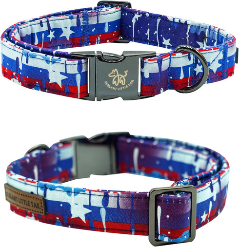 Elegant little tail Independence Day Dog Collar, Holiday Pet Collar with Bow, Adjustable for Small Dogs