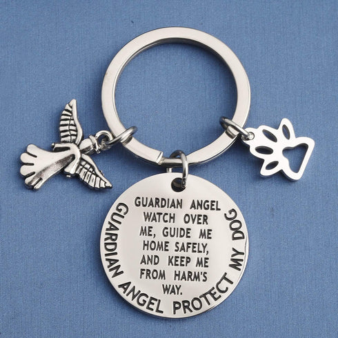 MYOSPARK Guardian Angel Protect My Dog Pet Protection Stainless Steel Pendant Collar Charm