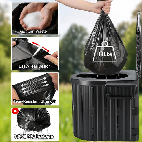 UOPBYEA Portable Camping Toilet for Adults With Urine Gel and Leak-Proof Bags, Washable Outdoor Toilet for Camping