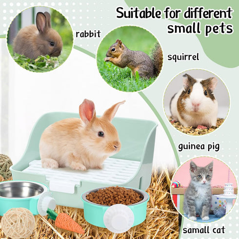 Reallnaive 15 Set Pcs Rabbit Starter Kit Small Rabbit Litter Box Girls Gift Animal Grooming Kit Bunny Toys Bowl