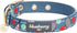 Blueberry Pet Sports Fan Tennis Canvas Adjustable Dog Collar, Teal Blue, Neck 13-16.5", for Medium Breed