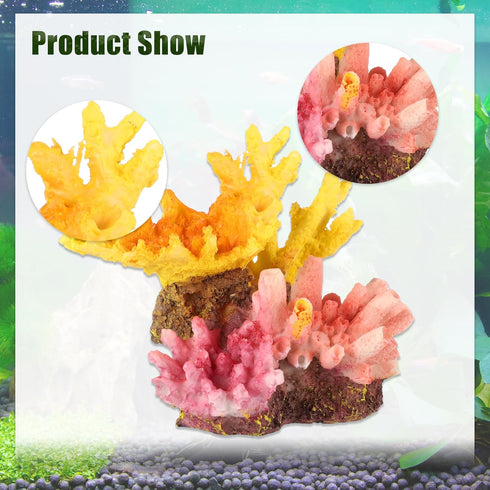 Aquarium Coral Reef Decor, Artificial Coral Reef Decor, Resin Coral Decoration Ornaments, for Goldfish Betta Fish Fish Tank Decoration Accessories, 3.74"x2.95"x3.15", Orange Pink