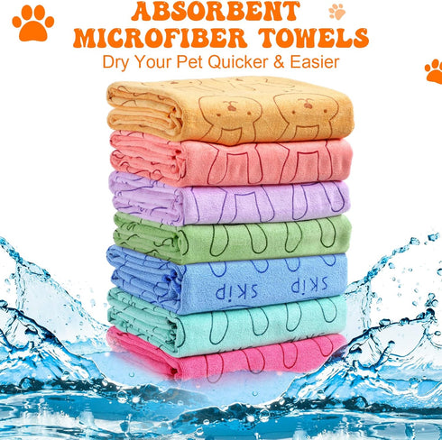 8 Pcs Dog Drying Towels Bulk 55'' x 28'' - Absorbent Microfiber Bath Towels for Small Medium Large Dogs
