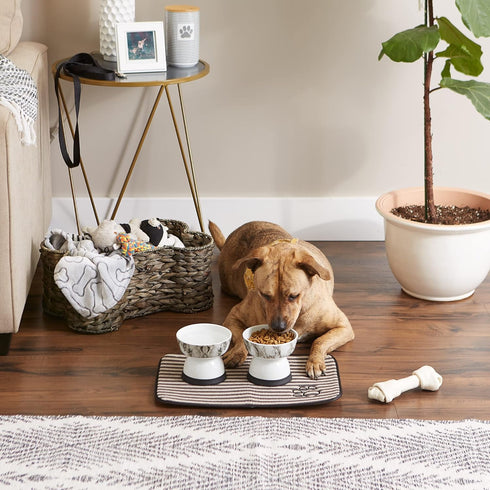 12x18, Bone Dry Machine Washable, Ultra Absorbent Pet Mat, Brown Stripe