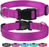 Reflective Dog Collar with Buckle, Adjustable Safety Nylon Collars for Small Medium Large Dogs, Purple S